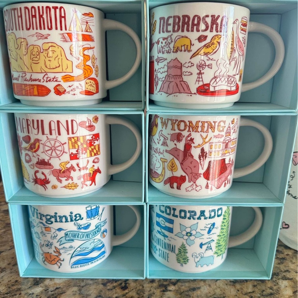 State-Themed Ceramic Mug Set - Multicolor
